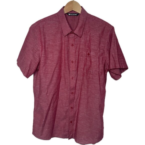 Travis Mathew Men’s Studebaker Regular Fit Short Sleeve Shirt Rio Red L - Picture 2 of 8